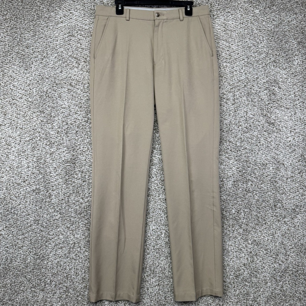 Greg‎ Norman Pants Men's 32x32 Tan Performance Golf Stretch Flex Waist Tapered